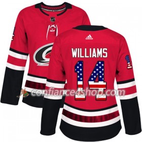 Adidas Maillot de Hockey Carolina Hurricanes Justin Williams 14 2017-2018 Rouge USA Flag Fashion Authentic - Femme